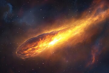 Fiery Comet Trails Through Cosmic Nebulae