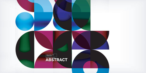 Minimal geometric abstract background. Circle square and triangle design. Trendy techno business template for wallpaper, banner, background or landing