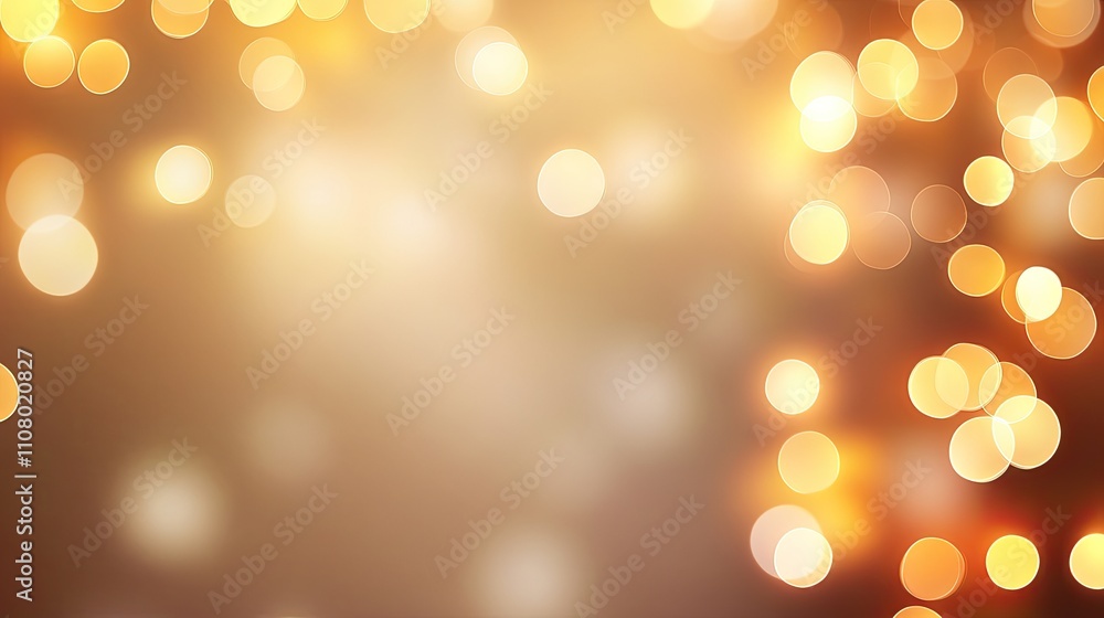 Poster a beautiful abstract background featuring warm golden bokeh effects, creating a soft, enchanting atm