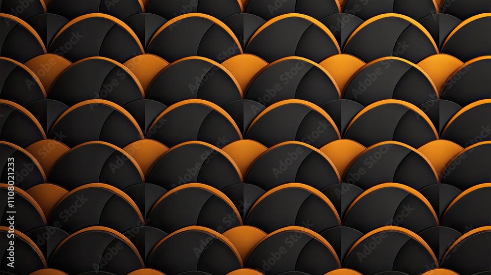 Poster a captivating abstract pattern featuring alternating black and orange scales, perfect for modern des