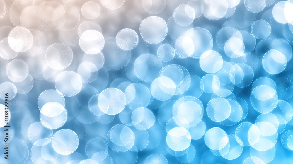 Poster a serene abstract background featuring soft blue and white bokeh lights, perfect for creating a calm