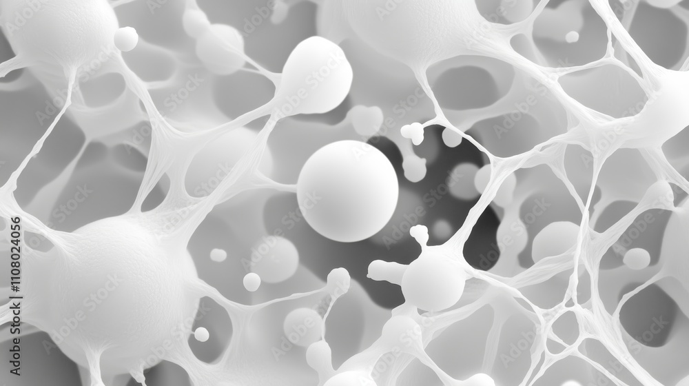 Poster white cellular structures under microscopic examination revealing intricate patterns and relationshi