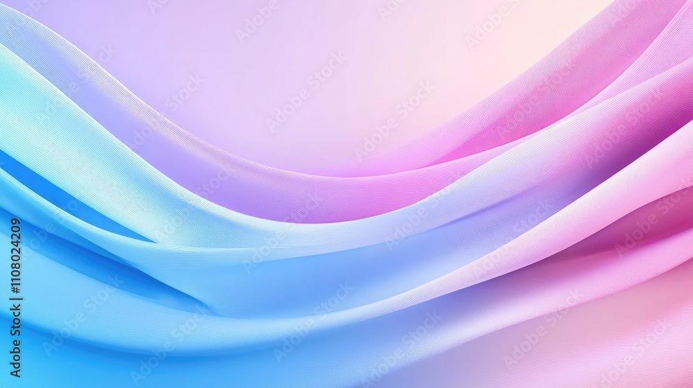 Poster a smooth gradient background featuring flowing waves in soft pink and blue hues, perfect for modern 