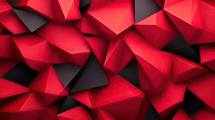 Fototapeta premium A striking abstract background featuring a dynamic arrangement of red and black geometric shapes, ideal for modern design projects.
