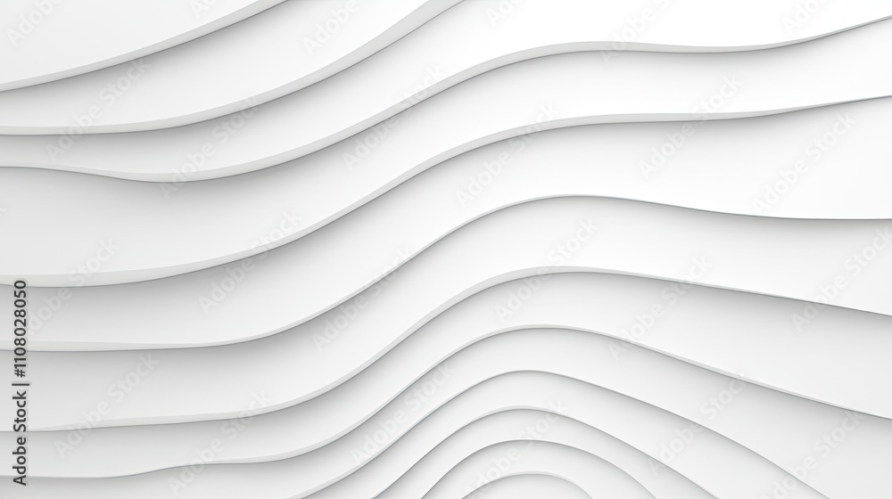 Poster abstract white wave pattern showcasing smooth curves and textures, perfect for backgrounds and moder