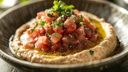 Close up of Pake Krim with Spicy White Beans and Paprika. Ai generated image