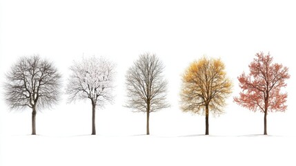 Fototapeta premium Seasonal trees transformation series illustrative journey through nature millennial gray aesthetic captured in high fidelity
