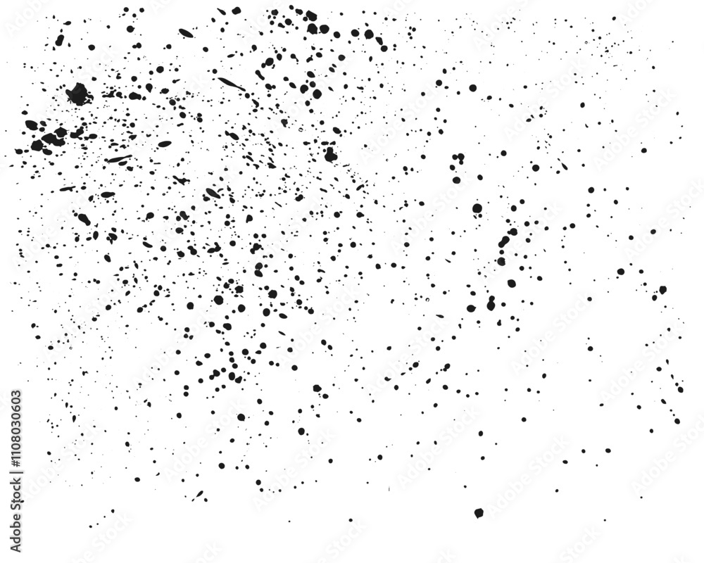 Poster black ink splatters create an abstract pattern on a white background, providing a versatile design e