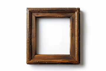 Fototapeta premium Photo frame mockup on white background with wooden frame.