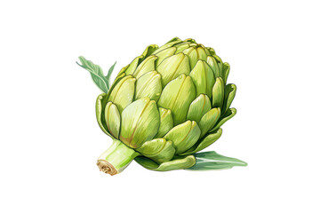 Obraz premium Drawing of an artichoke is a vibrant illustration isolated on a white background, highlighting its unique shape and texture