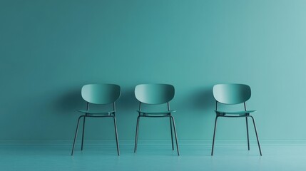 Obraz premium Close up view of blue chair against blue wall. Ai generated image
