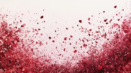 Fototapeta premium Abstract background of red rose petals floating and scattering on white.
