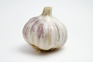Obraz premium A white and purple garlic bulb is sitting on a white background