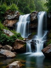 Obraz premium Mountain waterfall.