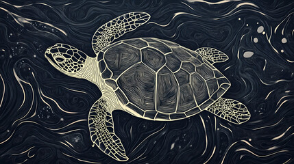 Fototapeta premium Turtle line art. Aquatic. Illustration