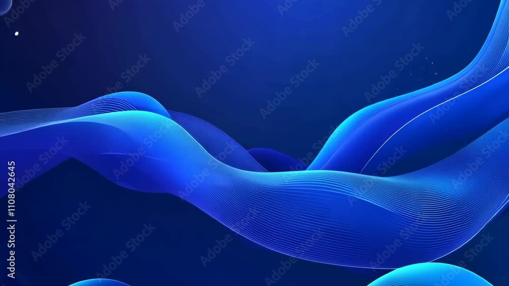 Poster abstract blue waves create a tranquil digital landscape with flowing curves and gradients in a seren