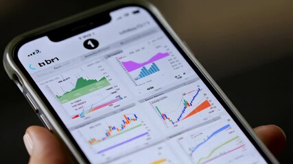 Analyzing realtime financial data on smartphone display with varied graphs