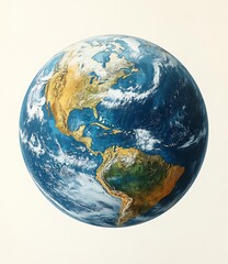 Fototapeta premium A detailed depiction of Earth from space, showcasing continents and oceans.