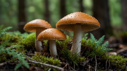 Fototapeta premium Mushrooms growing in the wild.