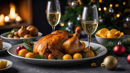 christmas party chicken on the table