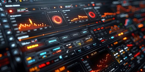 Obraz premium A futuristic dashboard displaying data and analytics.