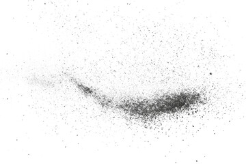  Black chalk pieces and dust flying, effect explode isolated on white, clipping path