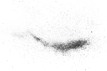  Black chalk pieces and dust flying, effect explode isolated on white, clipping path