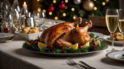christmas party chicken on the table