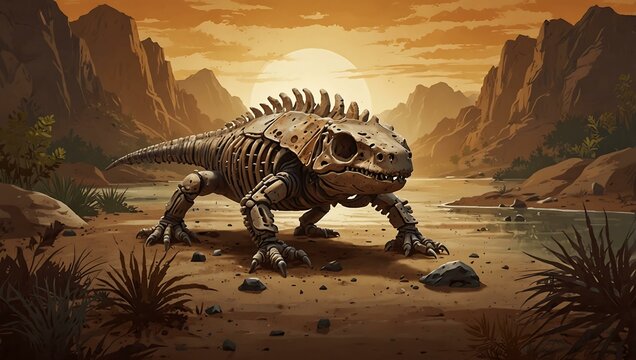 National Fossil Day web banner illustration. - Powered by Adobe