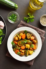 Stewed vegetables on plate