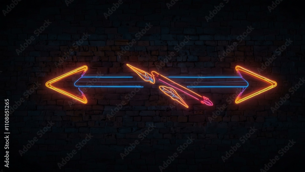 Poster neon arrow with trailing light effect.
