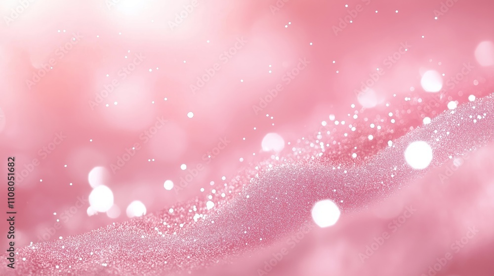 Poster soft pink background with sparkling glitter. dreamy, festive atmosphere. perfect for various occasio