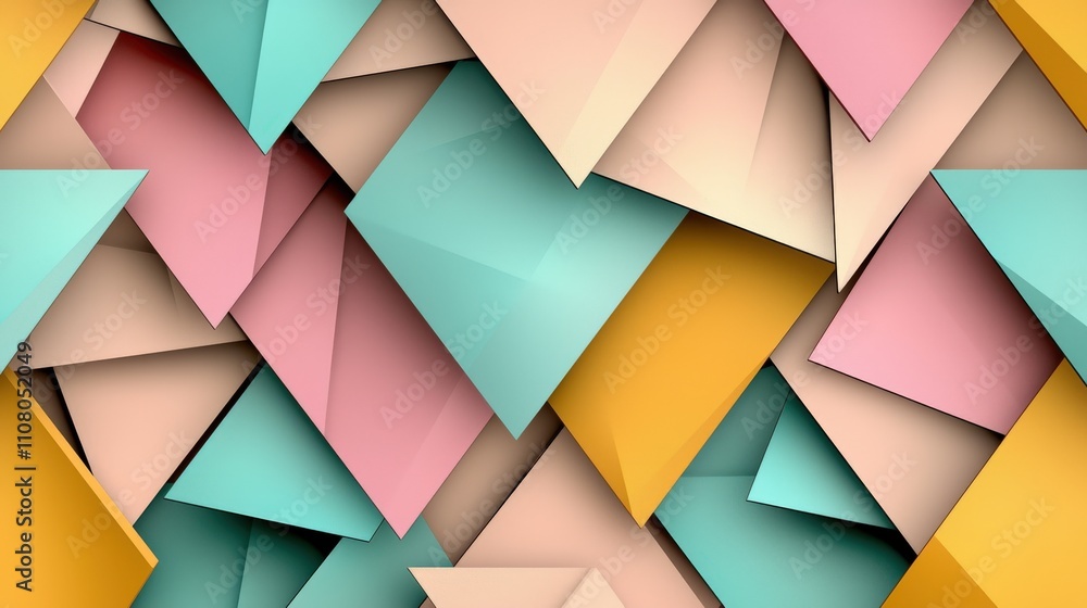 Poster dynamic pastel triangle pattern digital art design modern aesthetic creative space abstract geometri