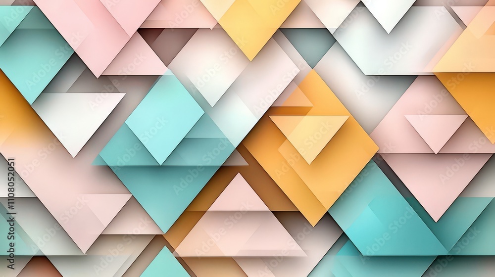 Poster Pastel triangular patterns abstract design digital art modern aesthetic geometric shapes creative spaces