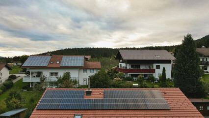 Stunning Drone View of a Residential Roof Featuring Newly Installed Solar Panels for Sustainable Living