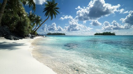 Fototapeta premium Tropical beach adventure stunning shoreline scenic photography serene environment coastal viewpoint relaxation concept