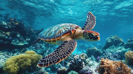 Obraz premium Ocean conservation efforts, marine animal protection, aquatic habitat preservation.