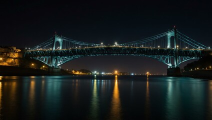 Fototapeta premium Night shot of a bridge illuminated.
