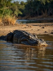 Obraz premium Nile crocodile in its habitat.