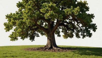 Obraz premium Oak tree on white background (AI-generated).