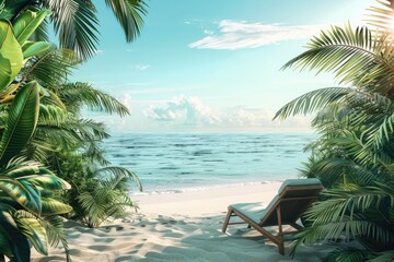 Fototapeta premium Tranquil tropical beach landscape for summer vacation concept.