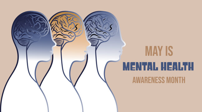 Traven is a month of awareness about mental health. Mental Health Awareness Month. Vector illustrations.