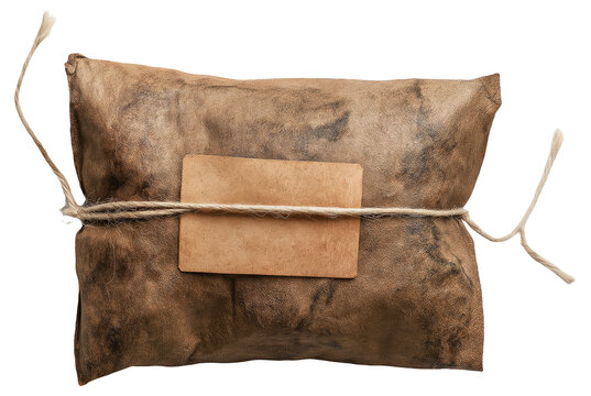 PNG Vintage leather package with label and string
