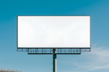 Fototapeta premium Empty billboard outside a stadium, ideal for sports promotions, offering a prime advertising space with the stadium’s grand structure in the background, ready for upcoming events