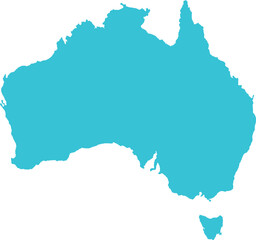 Australia MAP in Blue, Country Border, Australia Map, Border line of Australia, Geographic Map