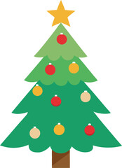 Fototapeta premium Free Photo Christmas Tree Silhouette with Star and Ornaments