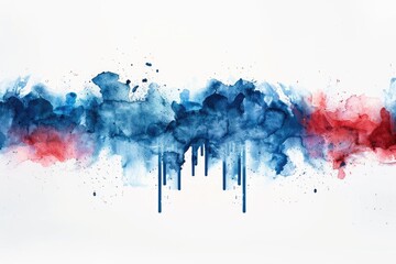 Fototapeta premium Bright watercolor stain drips on white background for text banner