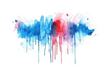 Fototapeta premium Bright watercolor stain drips on white background for text banner