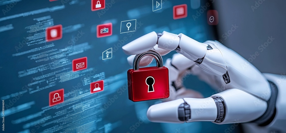 Poster protection against hacker attacks, cybersecurity, and data privacy in the realm of information techn