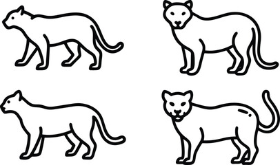 Fototapeta premium A sleek black panther illustration featuring four different poses